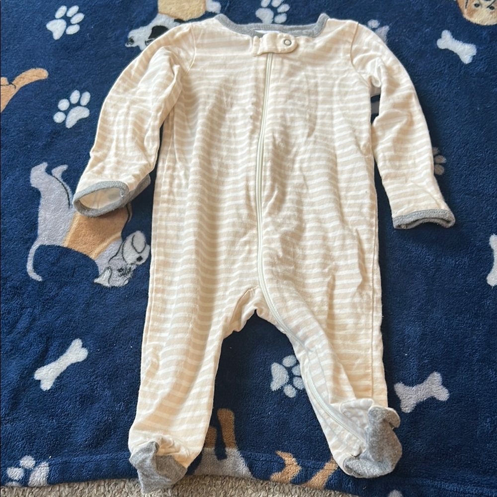 Gerber Cream and Gray Footies One Piece